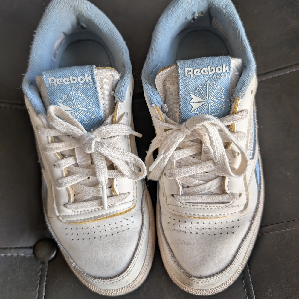 Reebok White and Light Blue Athletic Shoes